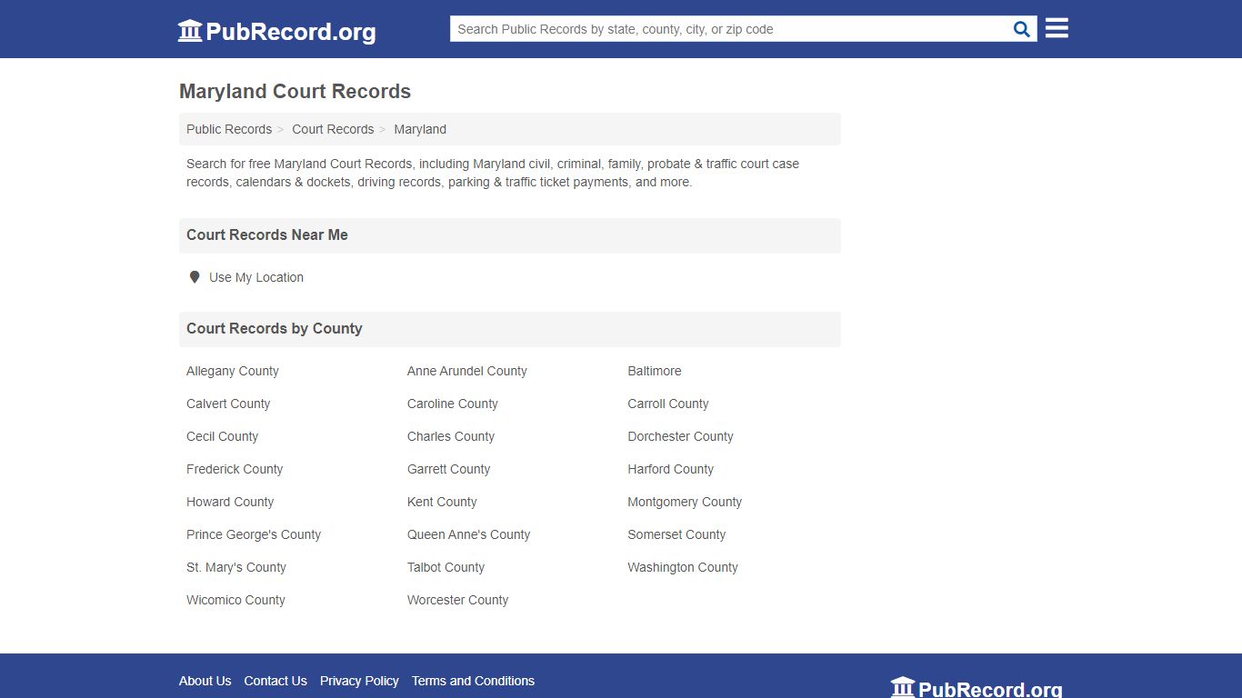 Free Maryland Court Records - PubRecord.org